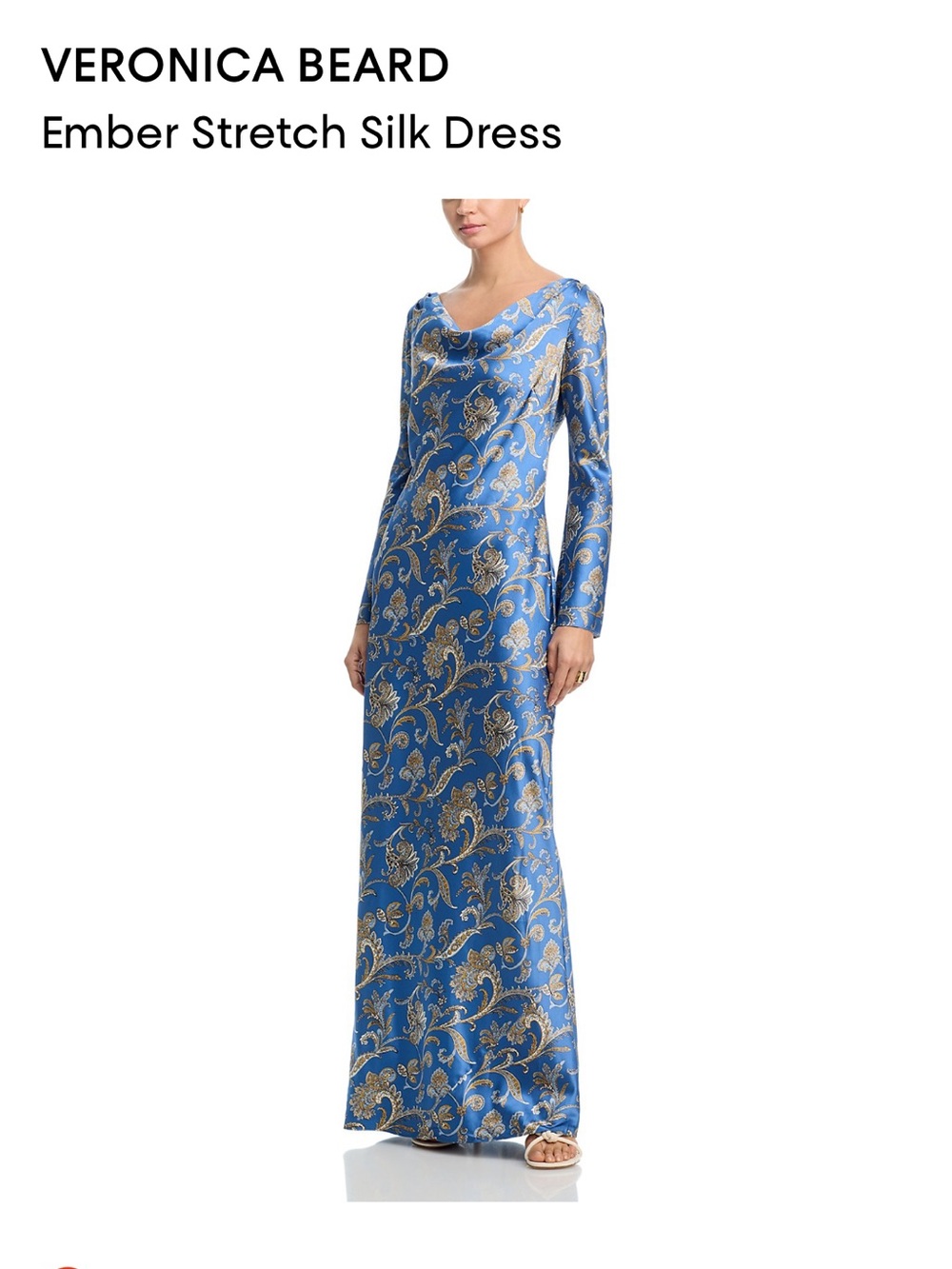 Veronica Beard Blue and Gold Ember Stretch Silk Gown Size 4